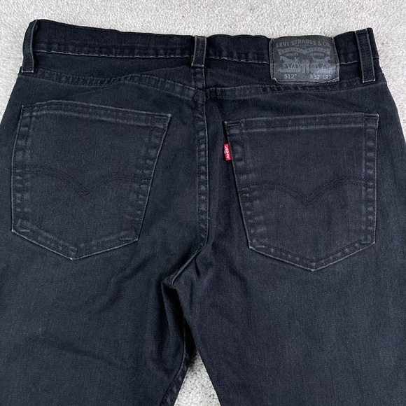 Levis Jeans Mens 32x32 Black 512 Slim Taper Mid Rise Stretch Denim - Picture 9 of 15